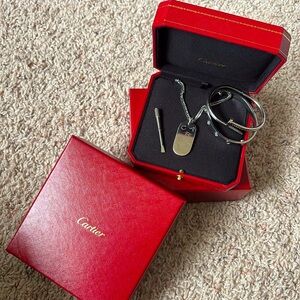 Authentic Cartier Necklace & Presentation Red Gold Gilt Boxes - NWOT Iconic
